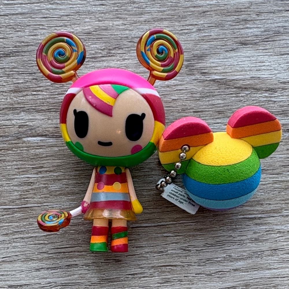 RARE TOKIDOKI Sugarina Figurine + Rainbow Disney Mickey Antenna Topper Charm